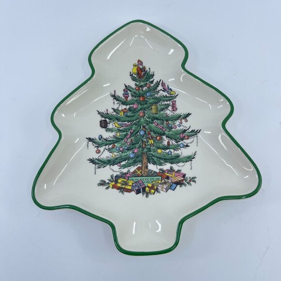 spode christmas trees shaped small ceramic dishmadein england - Picture 1 of 4